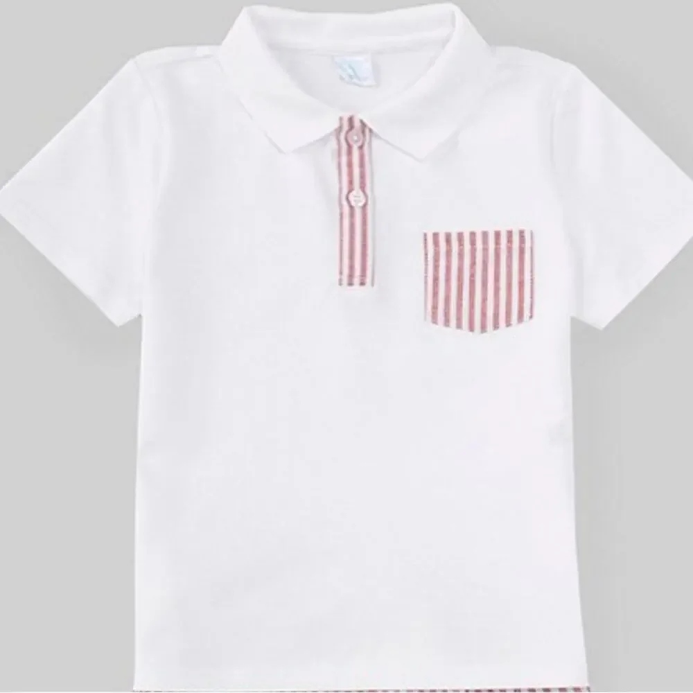 Edgehill Collection x The Broke Brooke Beau Pique Knit Polo White Short Set 4T